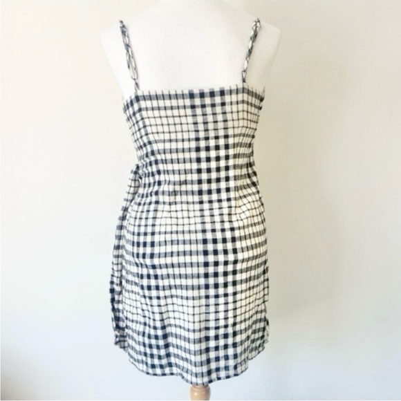FREE PEOPLE Nodia Check Wrap Mini Dress Black Gingham Plaid Size 2 - Picture 5 of 8